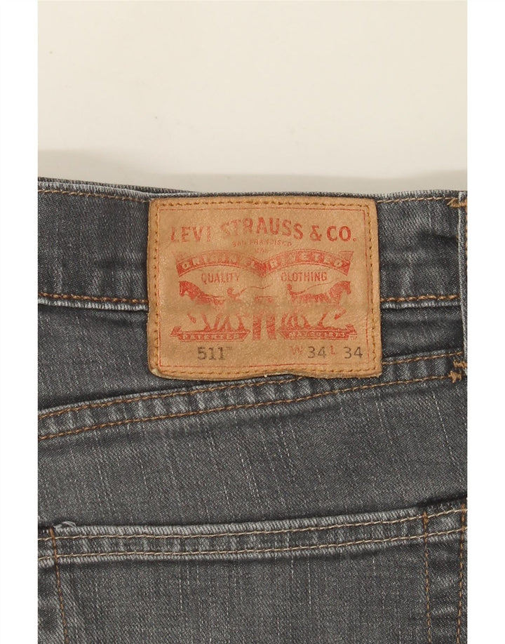 Levi's Uomo 511 Slim Jeans W34 L30 Cotone Grigio