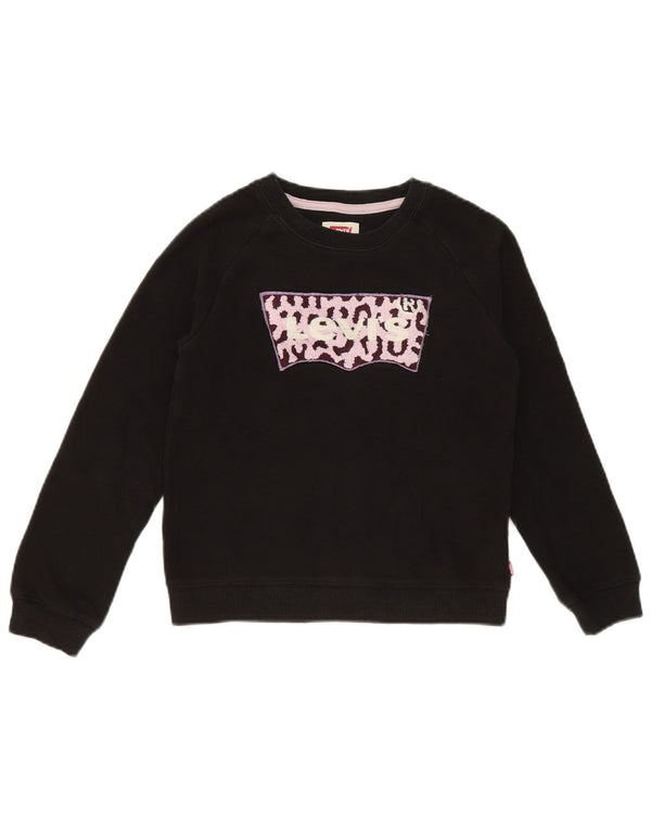 Felpa grafica per ragazze Levi's, 7-8 anni, cotone nero con stampa animalier