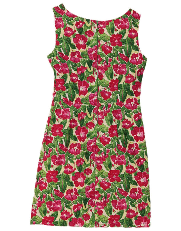 Vintage Womens Sleeveless Sheath Dress UK 12 Medium Multicoloured Floral