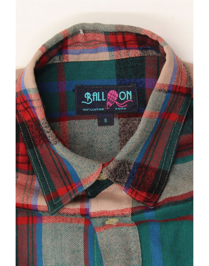 BALLOON Mens Flannel Shirt Small Multicoloured Check Cotton Vintage Balloon and Second-Hand Balloon from Messina Hembry 
