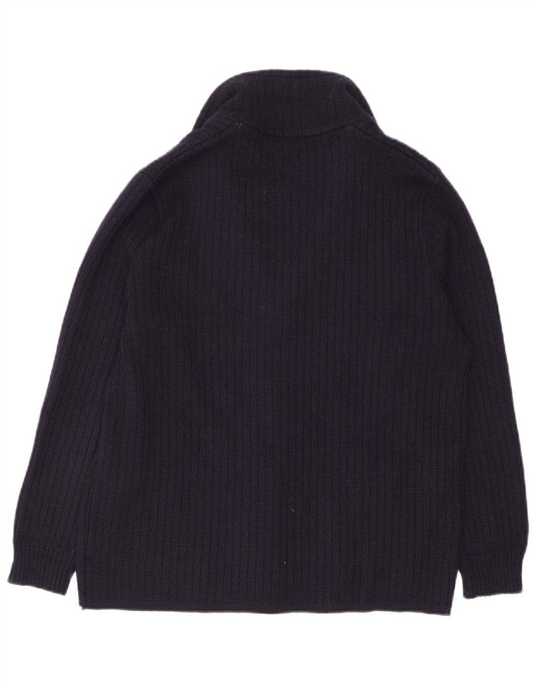 Maglione cardigan da donna vintage UK 14 grande lana blu navy