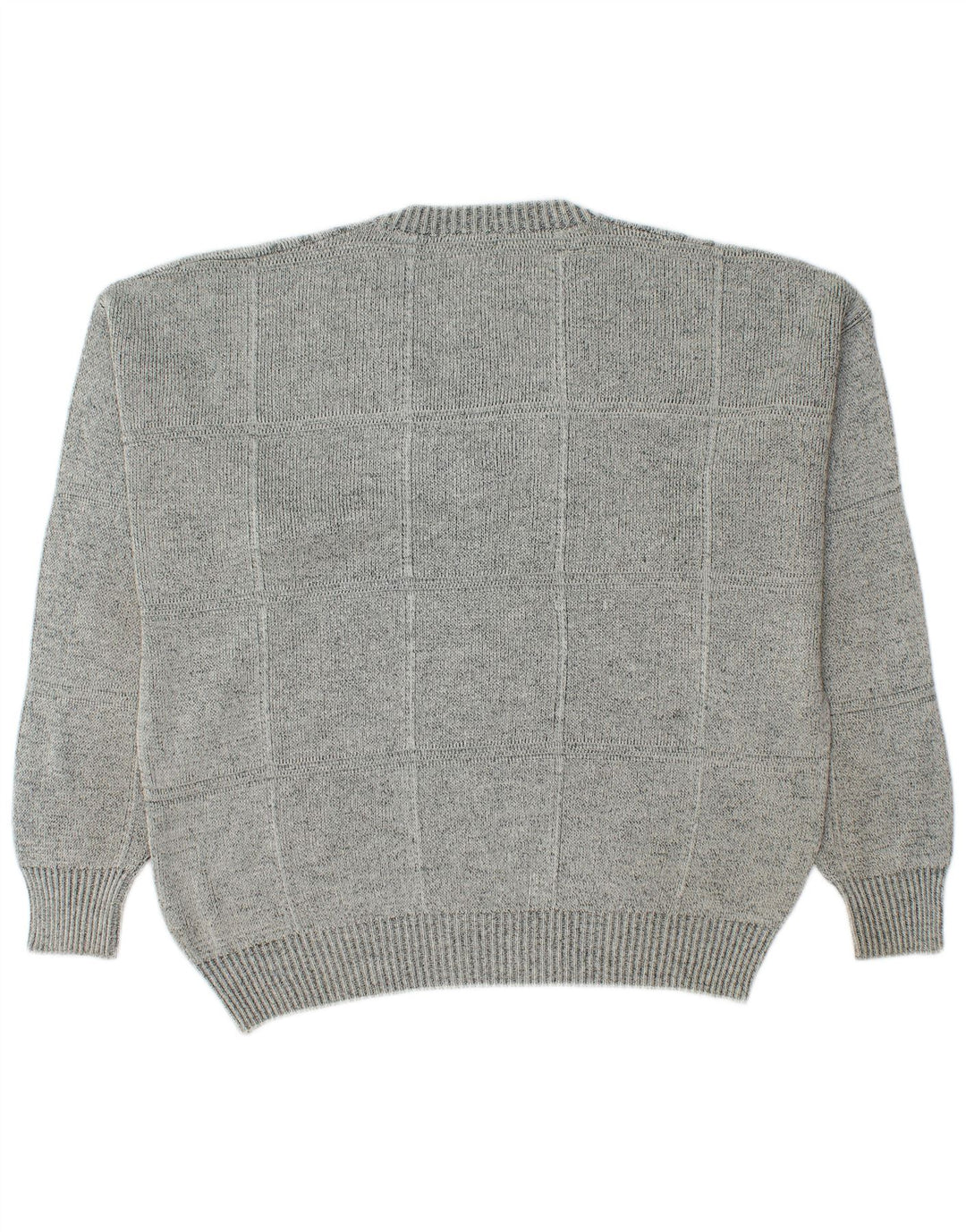 Maglione vintage da uomo con scollo a V IT 50 Grigio medio geometrico