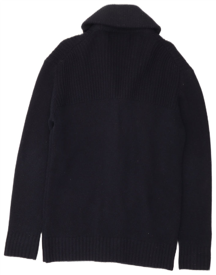 Maglione cardigan da uomo Lyle & Scott in lana d'agnello medio blu navy