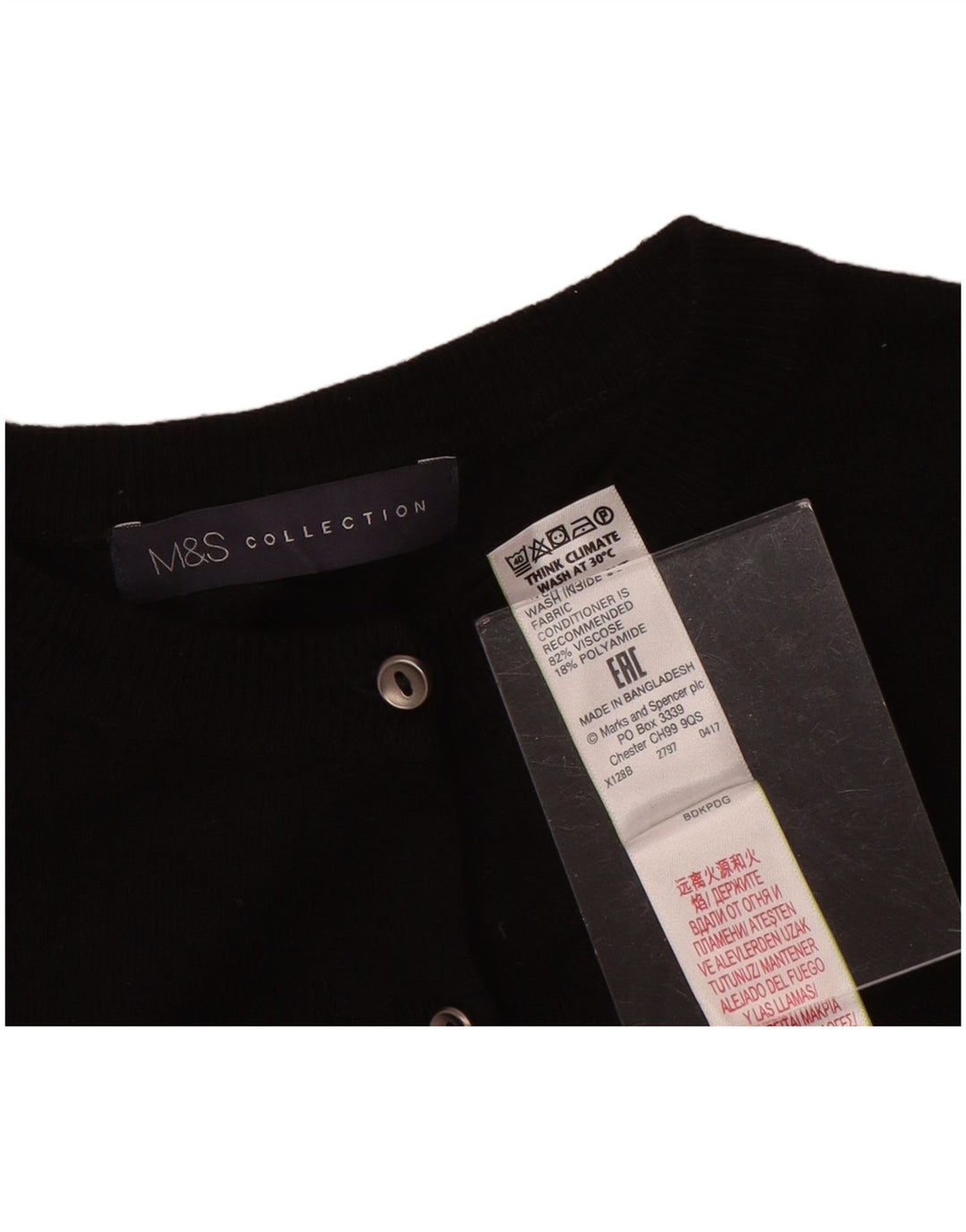 Maglione cardigan da donna Marks & Spencer UK 8 piccolo in viscosa nera