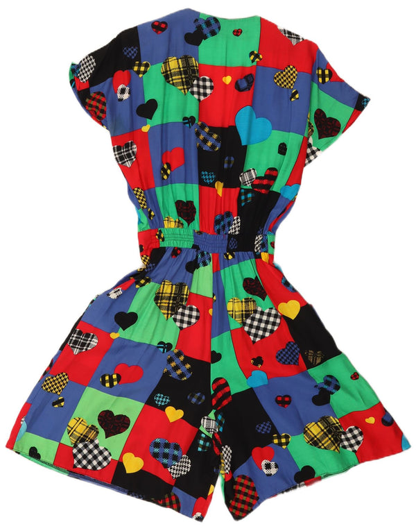 Tutina vintage da donna UK 12 Cuore in viscosa patchwork multicolore medio