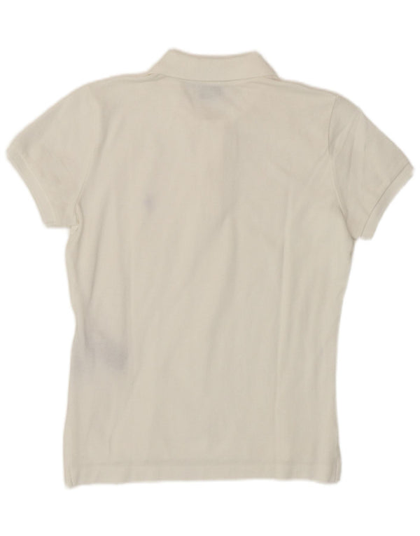 RALPH LAUREN Womens Skinny Polo Shirt UK 12 Medium White Cotton