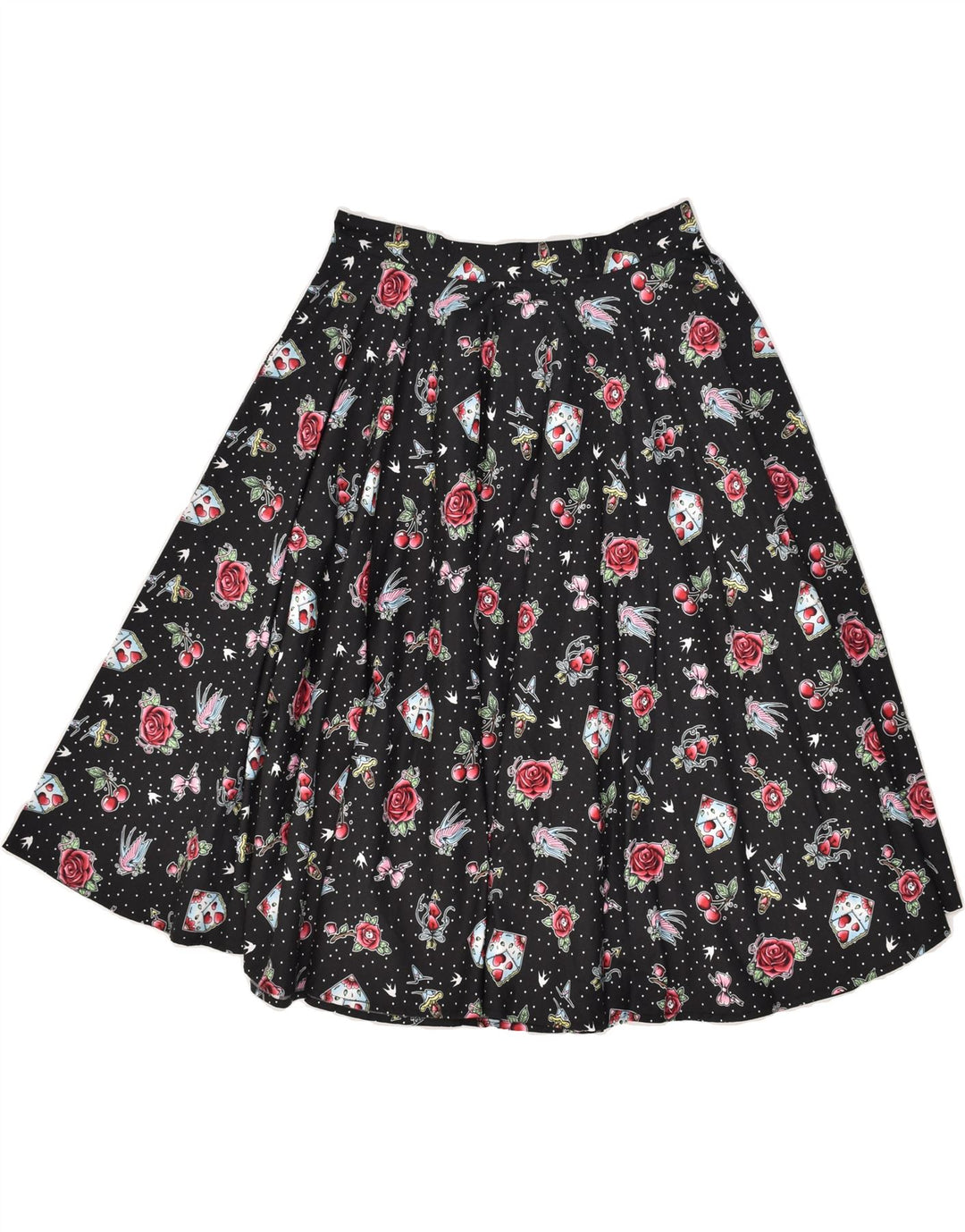 VINTAGE Womens Graphic A-Line Skirt W28 Medium Black Floral | Vintage Vintage | Thrift | Second-Hand Vintage | Used Clothing | Messina Hembry 