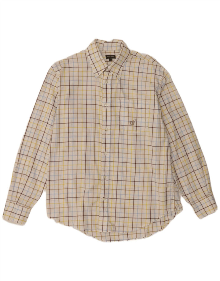 Camicia da uomo Henry Cottons taglia 41 cotone medio a quadri bianco