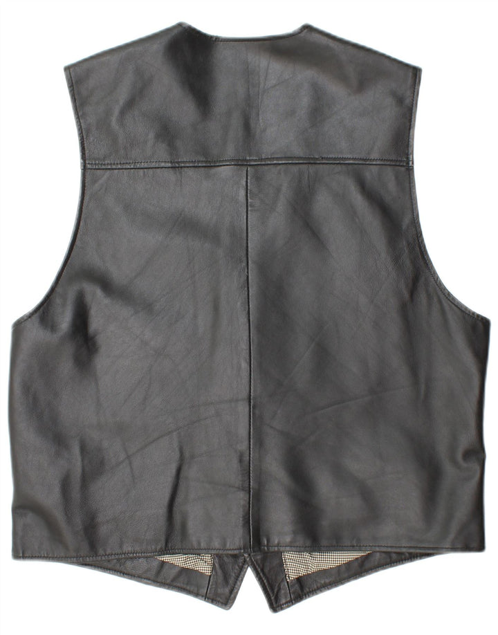 CANDA Mens Leather Waistcoat Large Black Leather