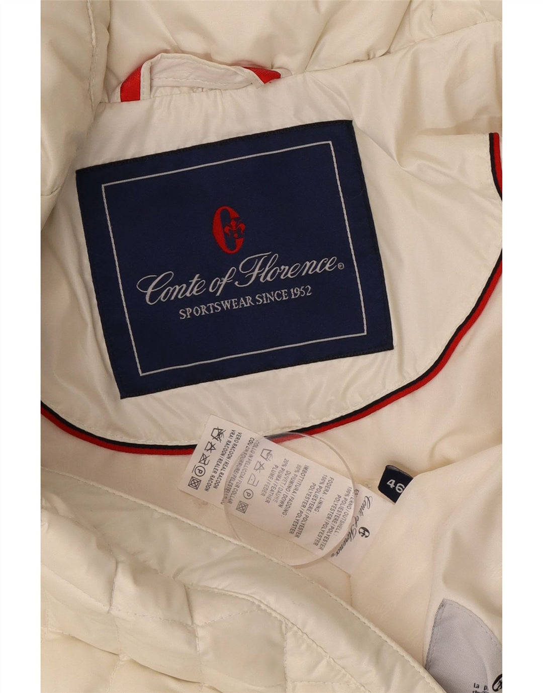 Piumino Trapuntato Donna Conte of Florence IT 46 Large Poliestere Bianco