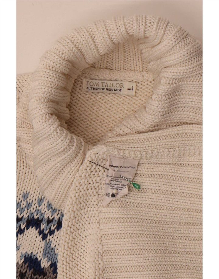 Maglione maglione a collo alto da donna Tom Tailor UK 14 Large White Fair Isle