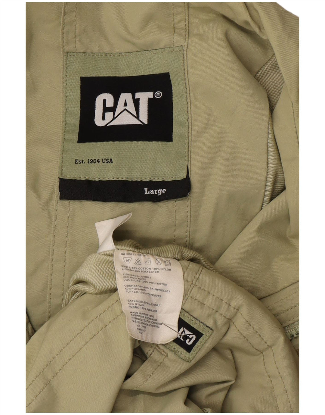 Giacca anorak da uomo con cappuccio CAT UK 40 grande cotone kaki
