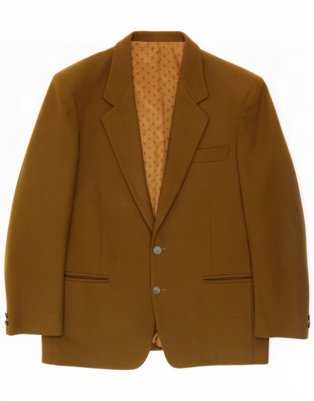 Zip Giacca blazer da uomo a 2 bottoni UK 36 Small Lana kaki