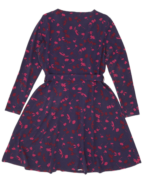 Abito a trapezio da donna a maniche lunghe Joules UK 16 Grande viscosa floreale blu navy