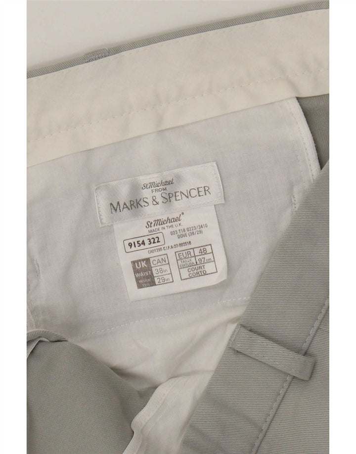Pantaloni chino dritti da uomo Marks & Spencer W38 L29 poliestere grigio