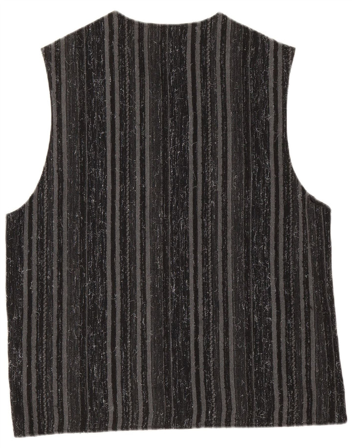 Gilet vintage da uomo in poliestere a righe nere medie