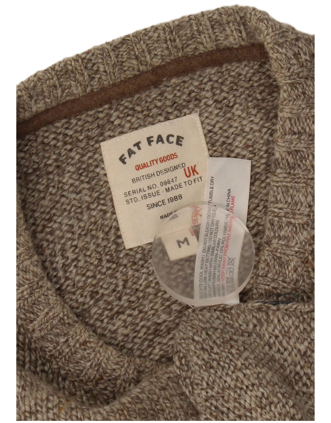 Maglione maglione girocollo da uomo Fat Face Lana screziata grigio medio