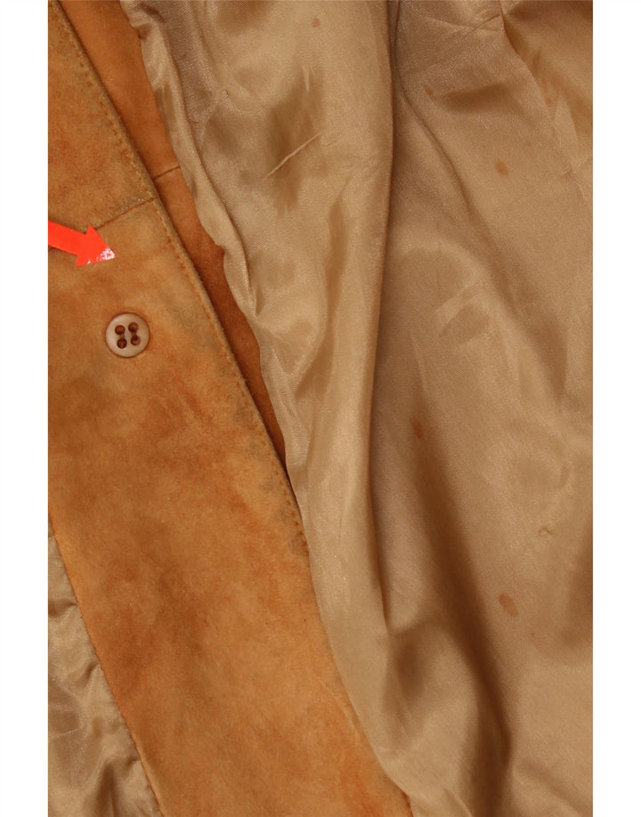 Giacca vintage in pelle scamosciata da donna IT 46 grande in pelle marrone