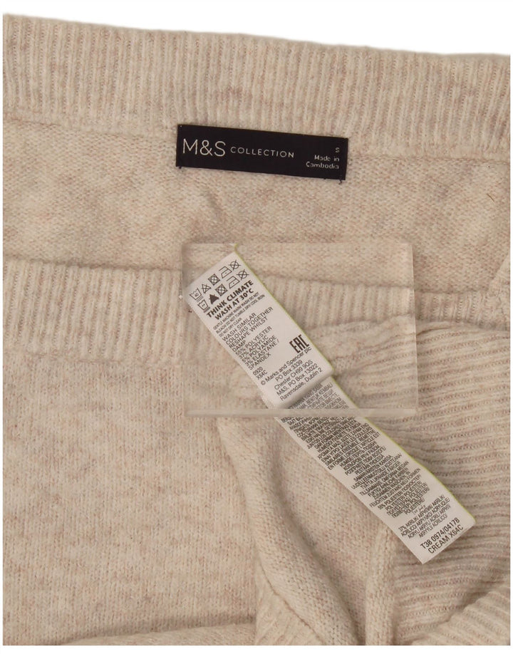 Maglione maglione con scollo a barca da donna Marks & Spencer UK 10 piccolo poliestere beige