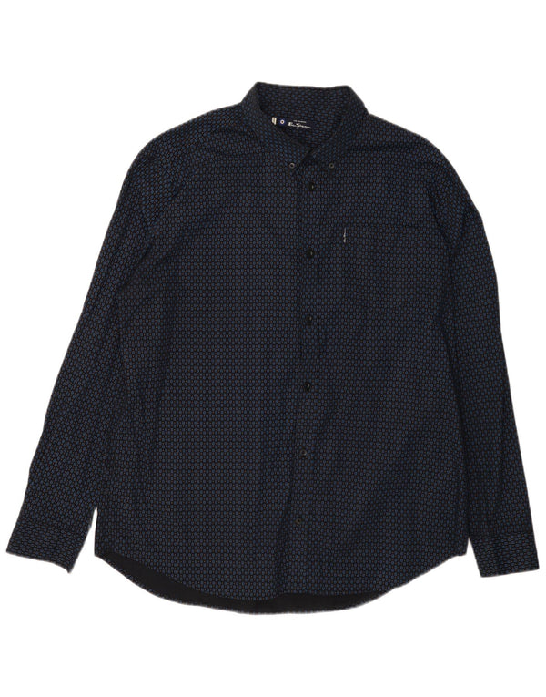 Camicia da uomo BEN SHERMAN 2XL cotone maculato blu navy