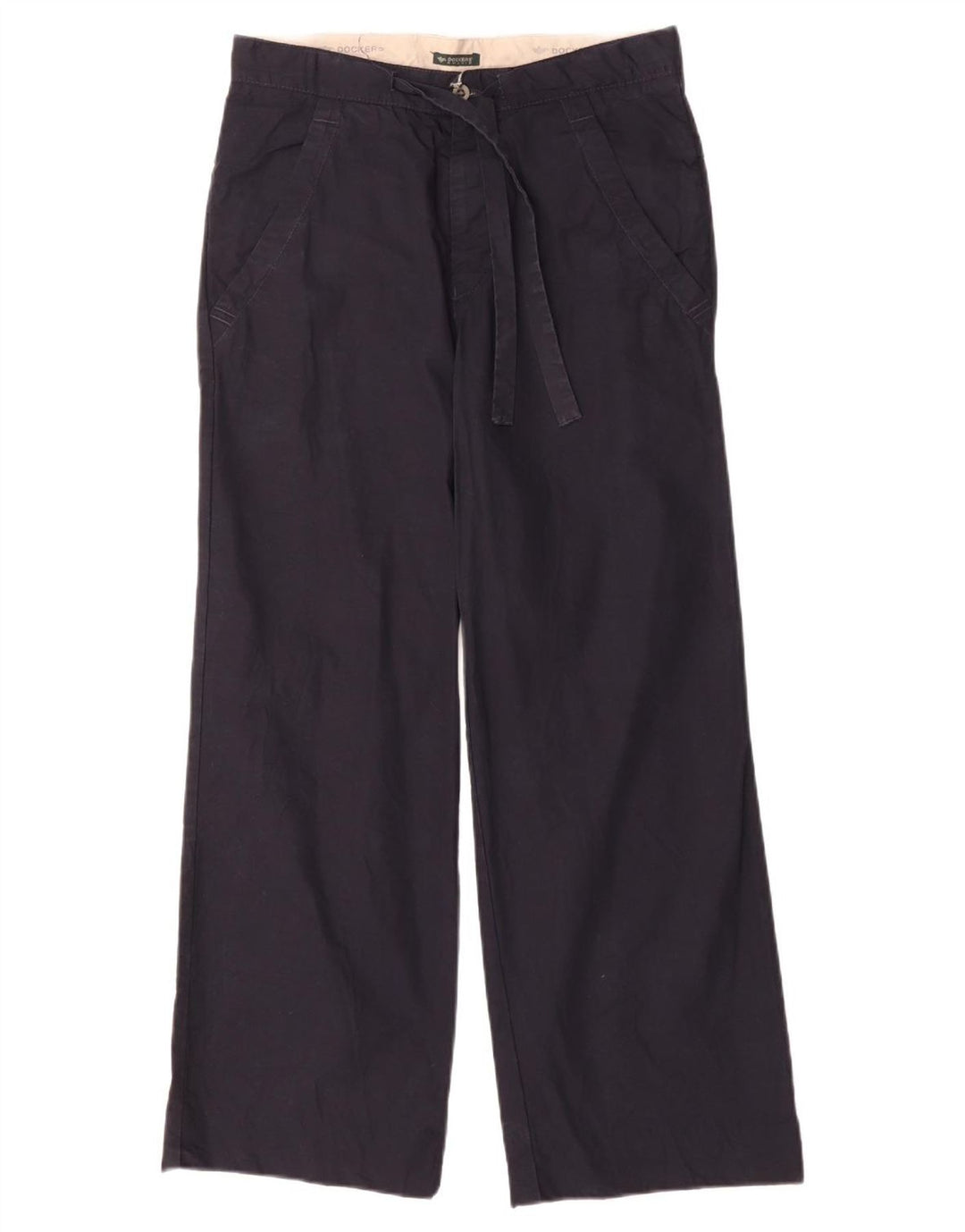 DOCKERS Pantaloni chino da uomo a gamba larga color kaki piccoli W29 L28 blu navy