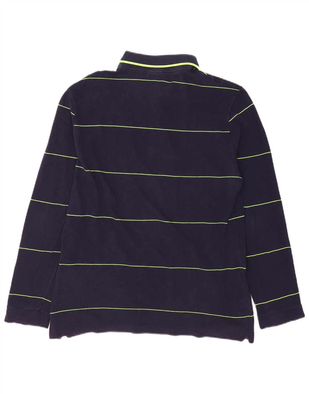 Polo LACOSTE da uomo a maniche lunghe taglia 4 cotone a righe blu navy medio