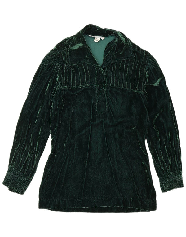 Camicia pullover in velluto da donna VINTAGE US 8 verde medio