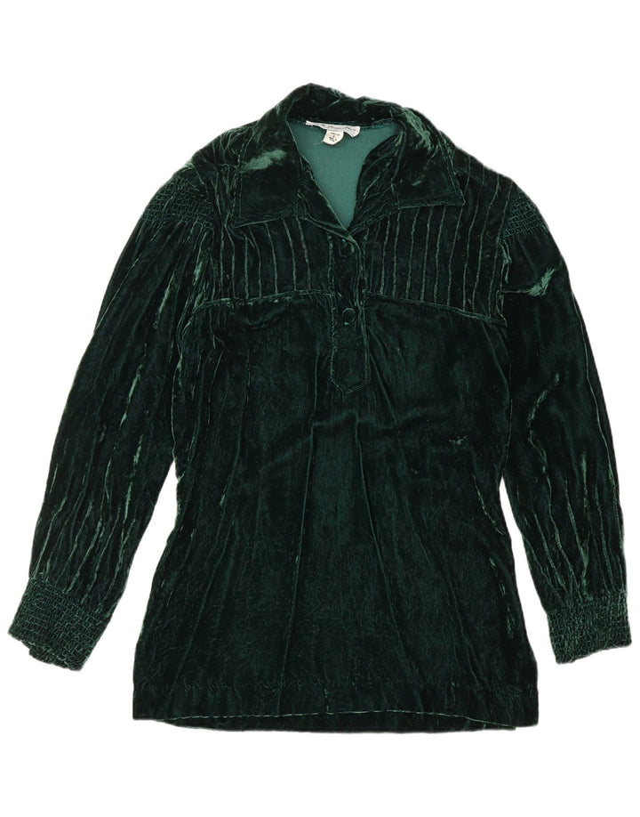 Camicia pullover in velluto da donna VINTAGE US 8 verde medio