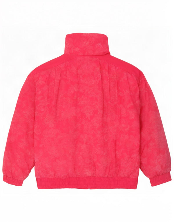 Giacca imbottita oversize da donna vintage IT 46 grande cotone floreale rosa
