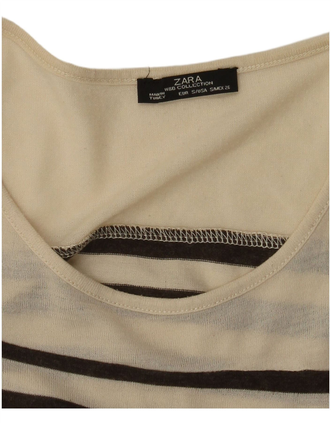Top Zara da donna a maniche lunghe UK 8 Small Beige a righe