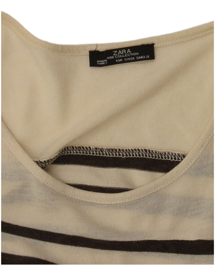 Top Zara da donna a maniche lunghe UK 8 Small Beige a righe