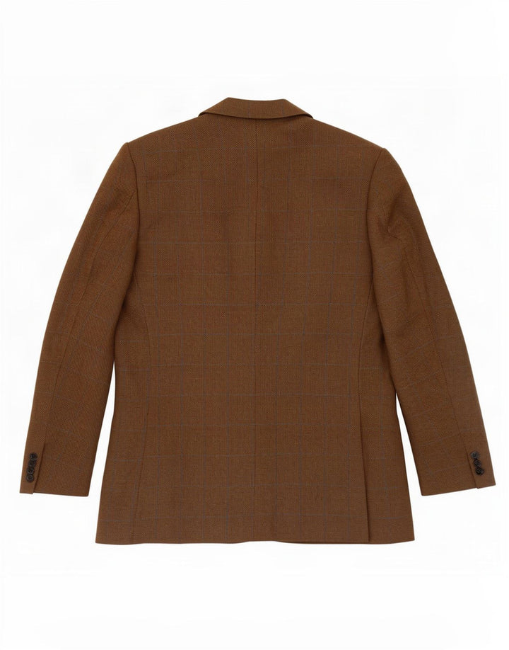 Giacca blazer da uomo a 3 bottoni City Time IT 52 XL Lana nuova scozzese marrone