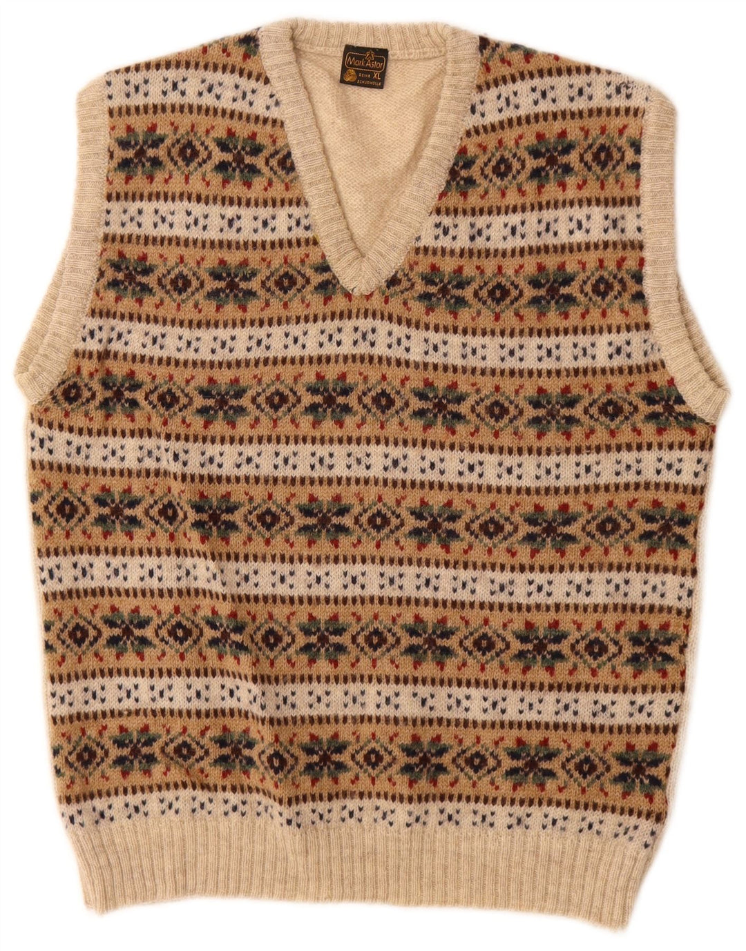 Canotta da uomo Mark Astor Canotta XL Beige Fair Isle Lana