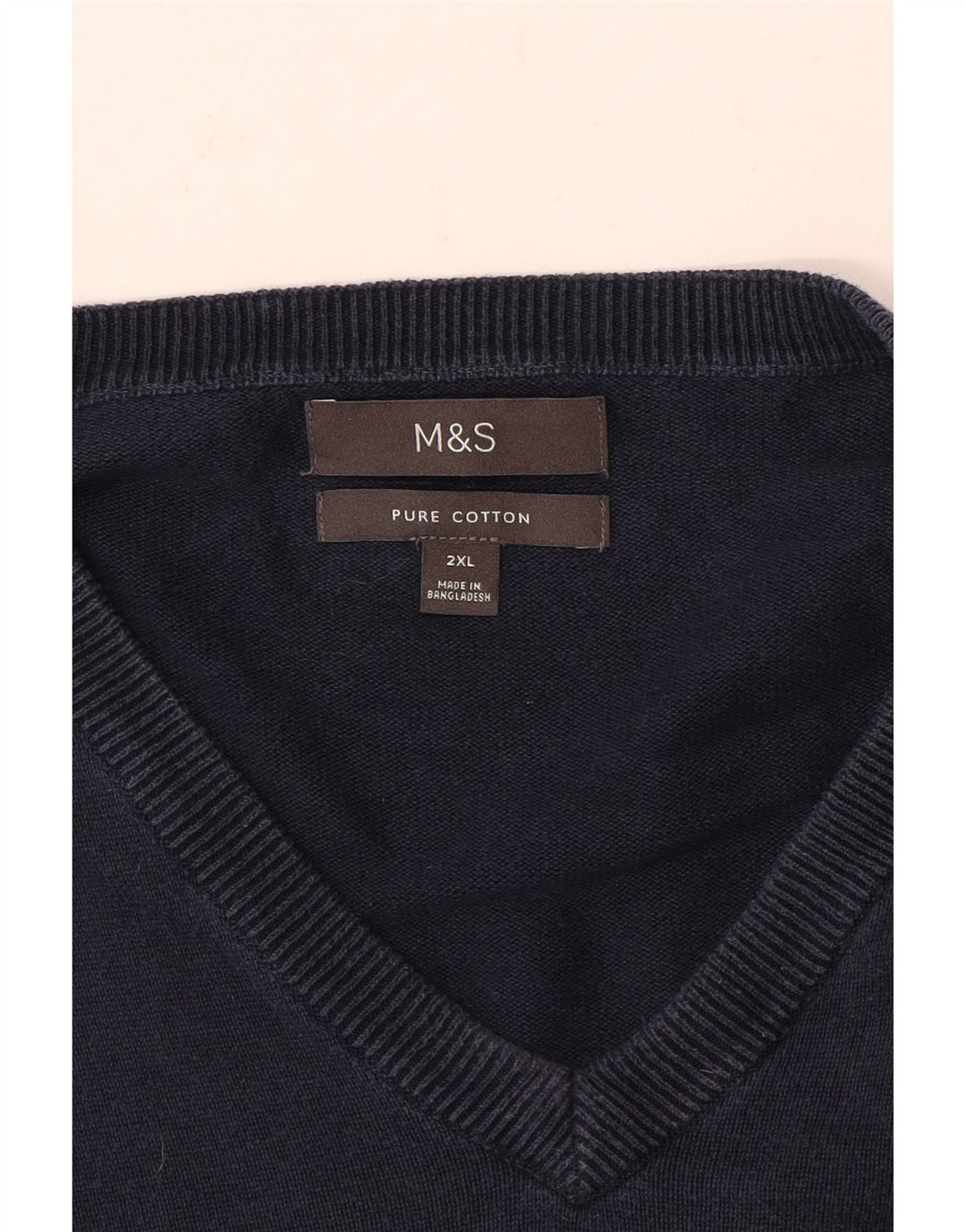 Maglione maglione con scollo a V da uomo Marks & Spencer 2XL cotone blu navy