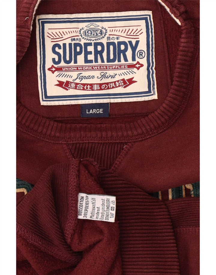 Felpa grafica da uomo Superdry Maglione grande in cotone bordeaux