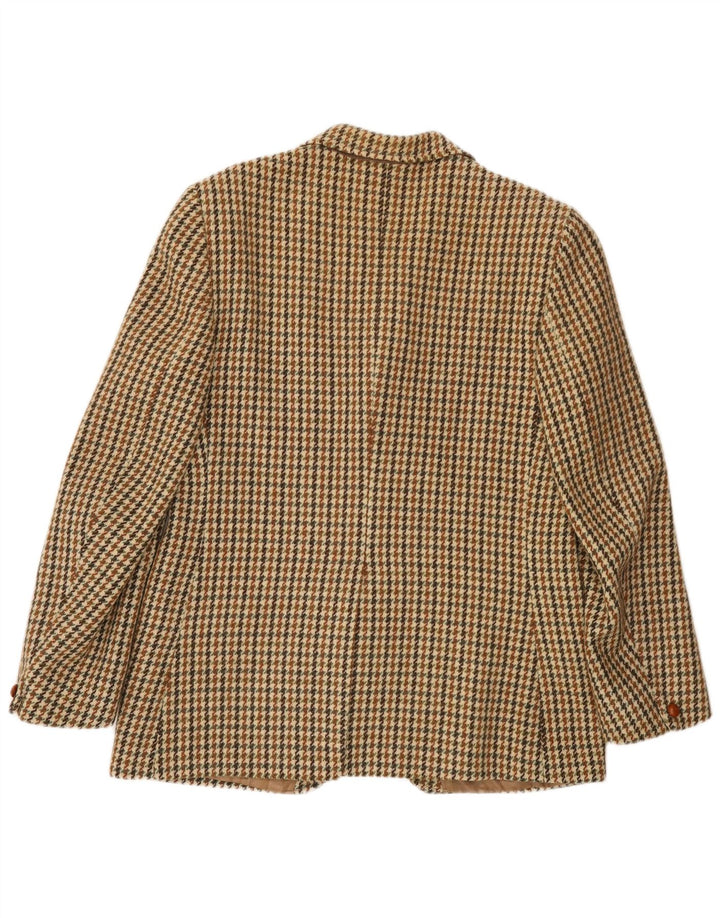 Giacca blazer a 3 bottoni da uomo Harris Tweed UK 36 piccola lana pied de poule verde