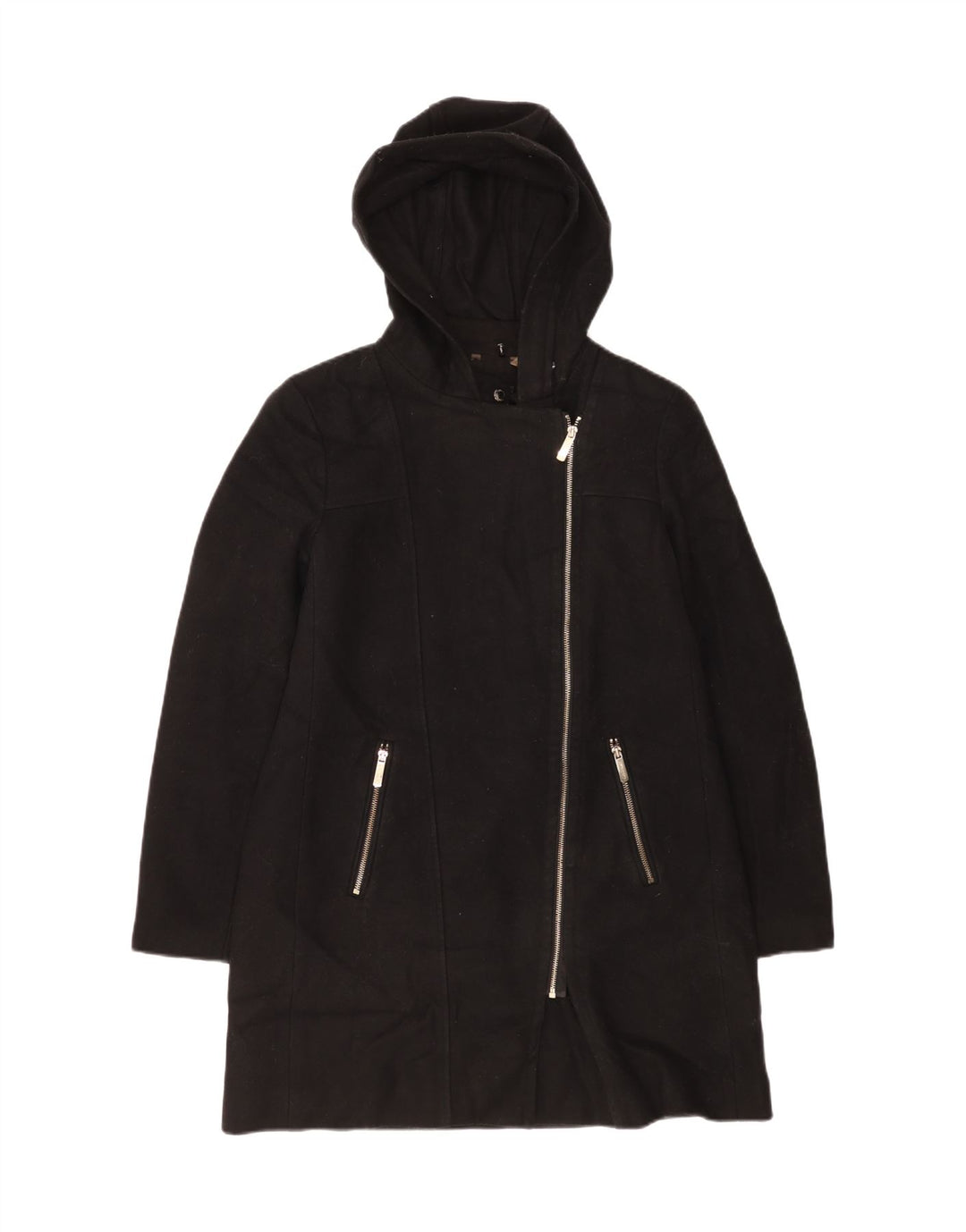 Cappotto con cappuccio da donna Calvin Klein UK 16 grande lana nera