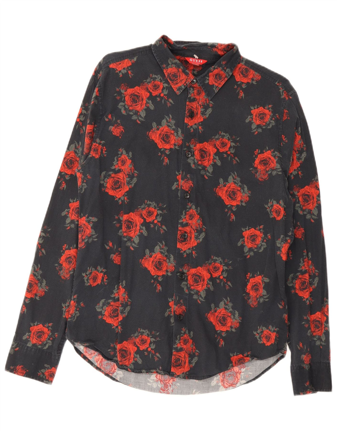 Camicia da uomo Guess in cotone floreale nero medio