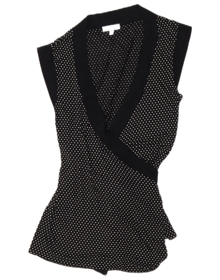 KOOKAI Cardigan senza maniche avvolgente da donna Top US 3 piccolo pois nero