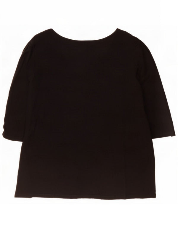 Top autografo da donna Marks & Spencer manica 3/4 UK 18 XL nero