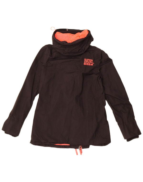Giacca antipioggia da donna con cappuccio The Windmac Superdry UK 14 nylon nero medio