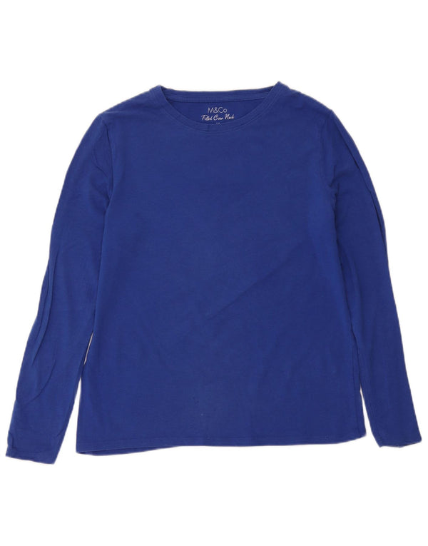 Top da donna M&Co manica lunga UK 14 blu medio modal