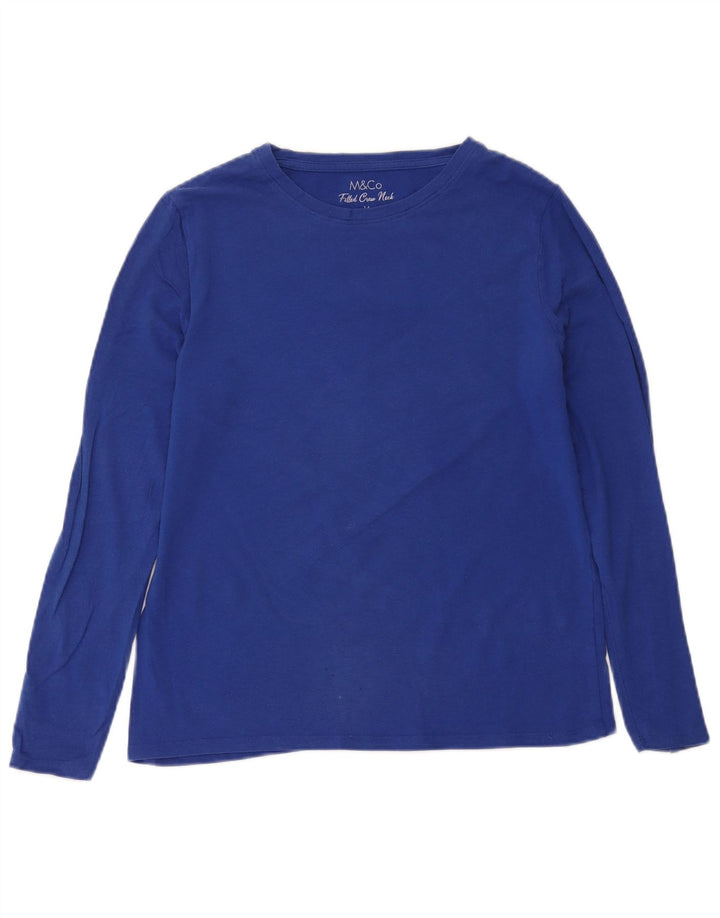 Top da donna M&Co manica lunga UK 14 blu medio modal
