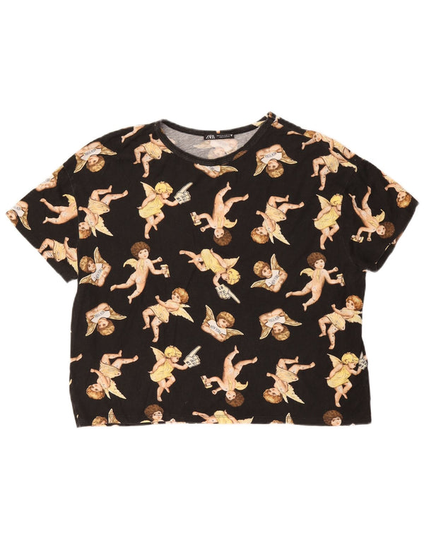 T-shirt grafica da donna Zara Top UK 14 media nera