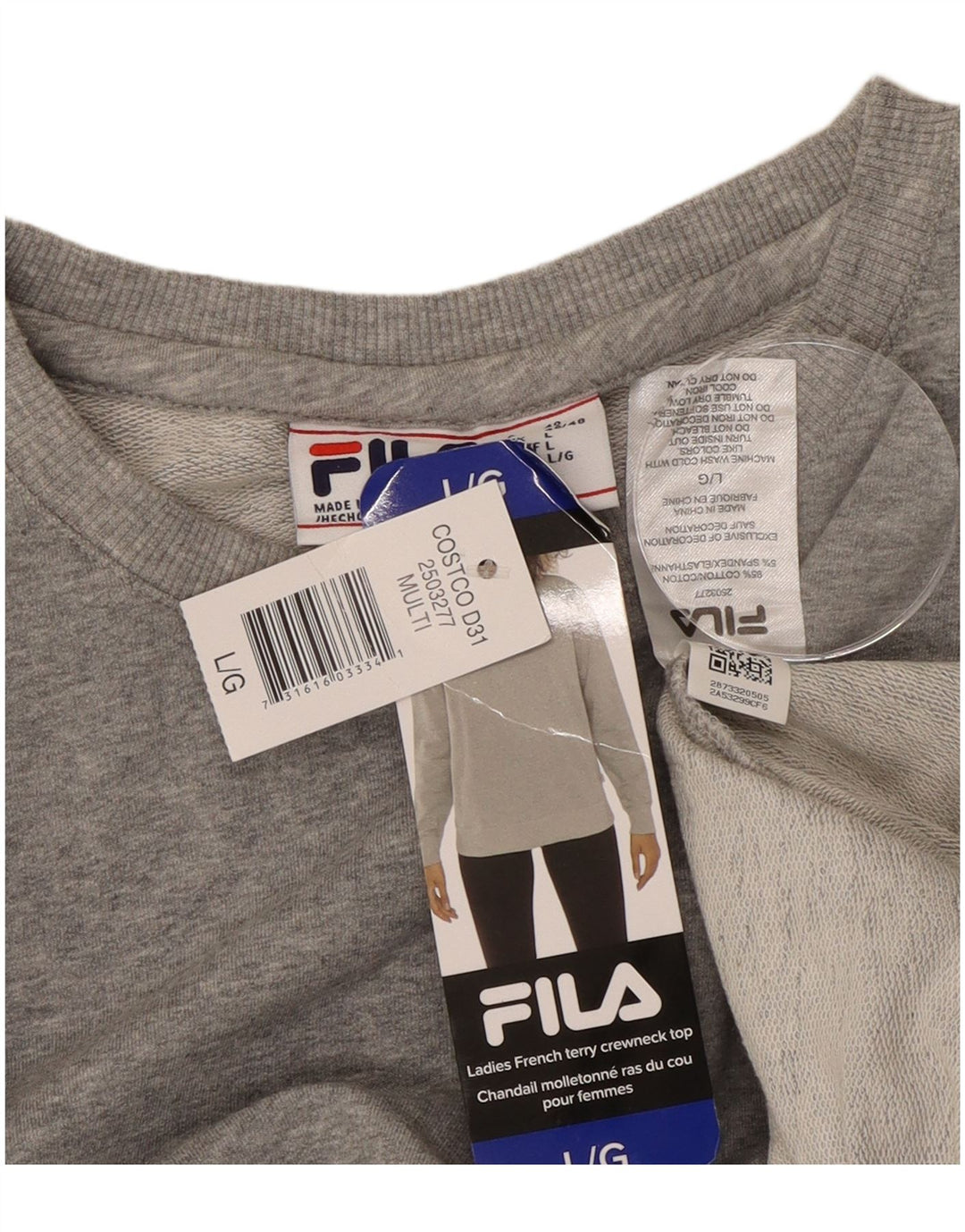 Felpa da donna Fila Jumper UK 16 Large Grey Cotton