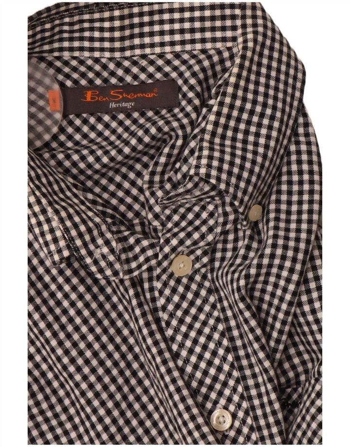 BEN SHERMAN Camicia Heritage da uomo in cotone a quadretti nero medio