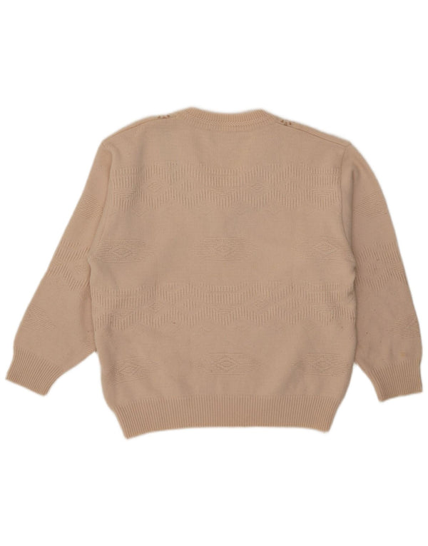 Maglione da donna con scollo a V Malagrida UK 18 XL Beige geometrico