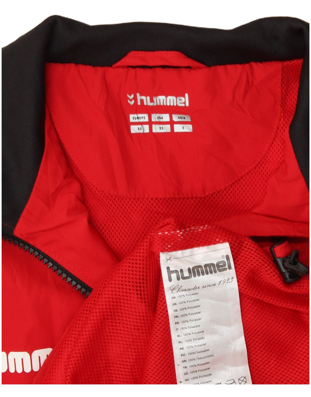 Giacca da tuta grafica da uomo Hummel XS in poliestere color block rosso
