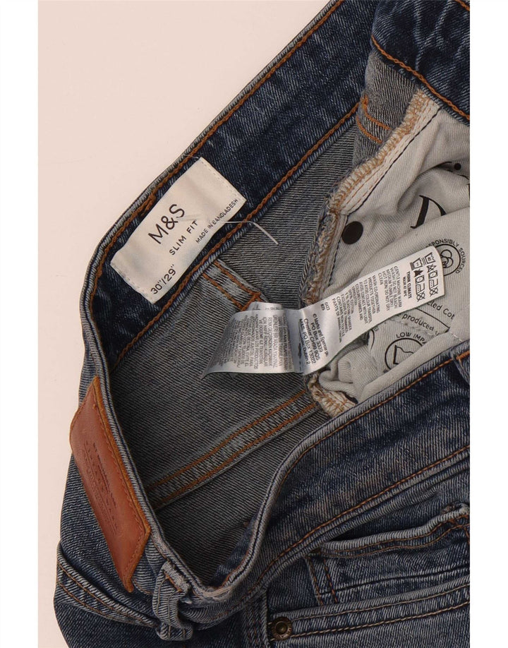Jeans slim fit slim da uomo Marks & Spencer W30 L29 cotone blu