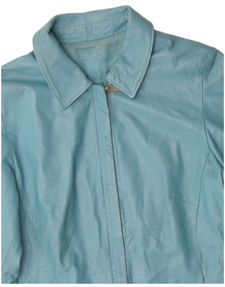 Giacca in pelle da donna VINTAGE UK 14 Pelle blu medio